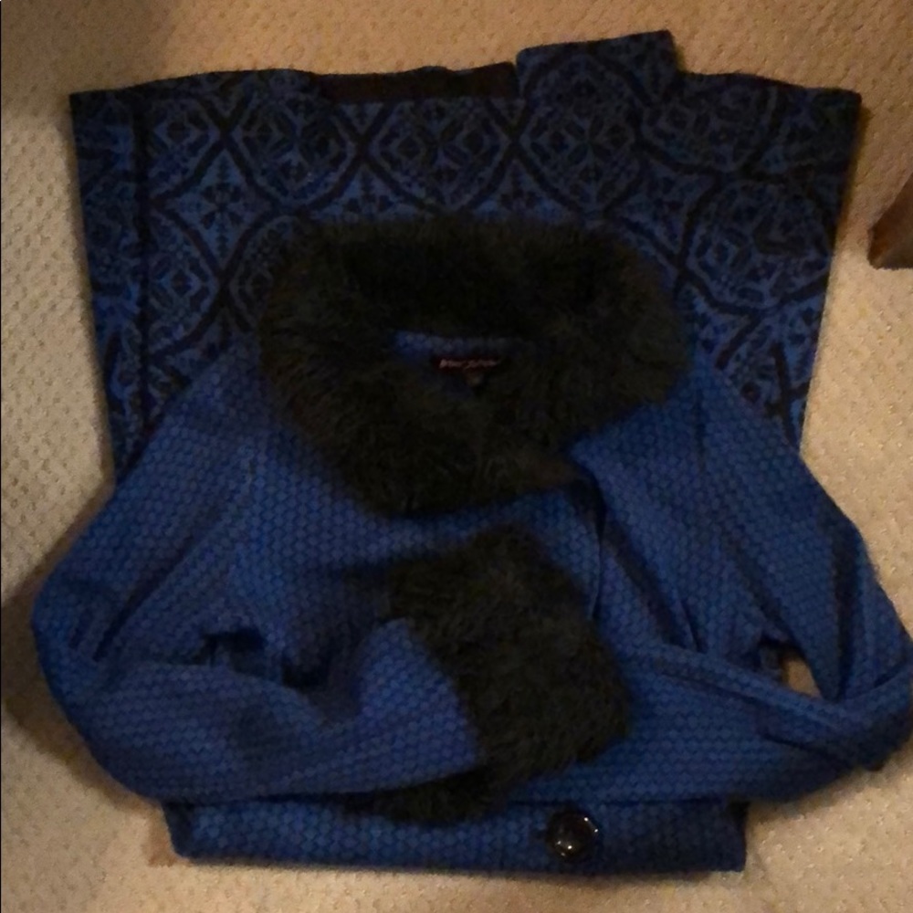 Knee length blue and black sweater